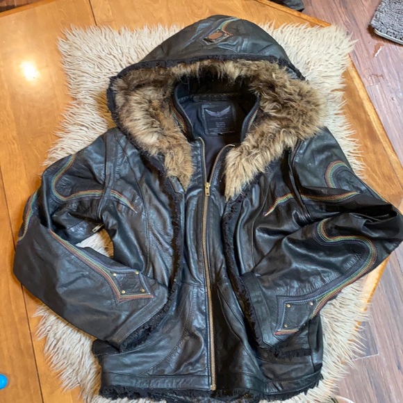 anahata designs Other - Anahata 💚 Designs Leather Jacket w/ hood and removable sleeves Handmade in Bali
